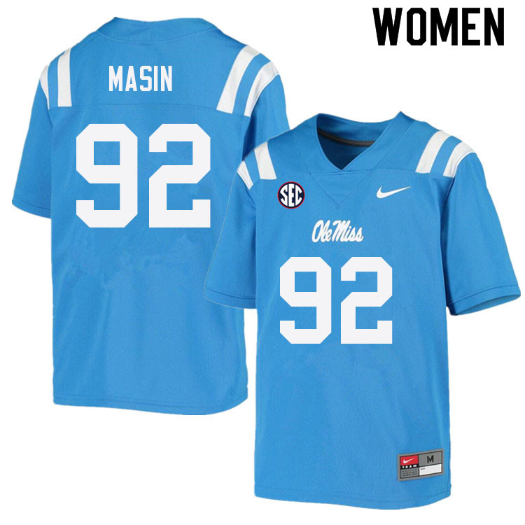 Women #92 Fraser Masin Ole Miss Rebels College Football Jerseys Sale-Power Blue